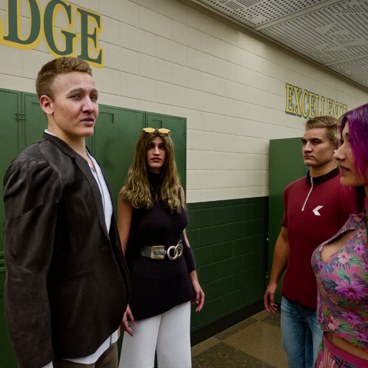 A corridor of visibly different people, each carrying their own performance
